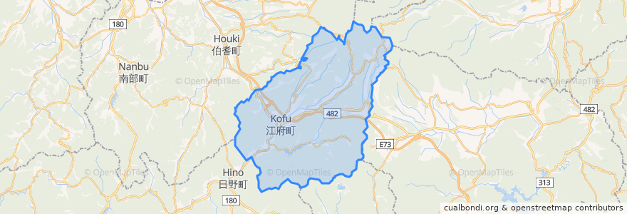 Mapa de ubicacion de 江府町.