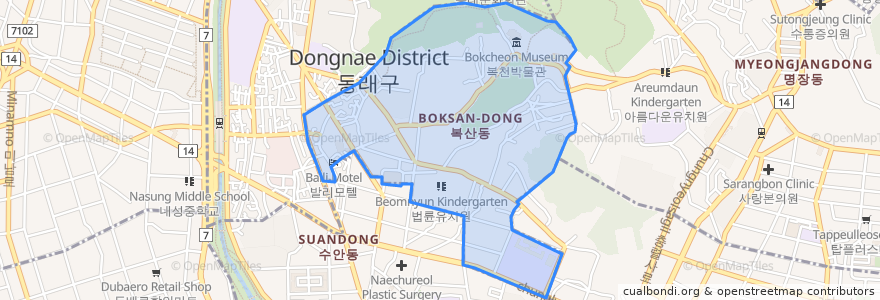 Mapa de ubicacion de 복산동.