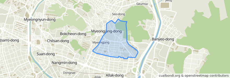 Mapa de ubicacion de 명장1동.