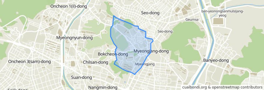 Mapa de ubicacion de 명장2동.