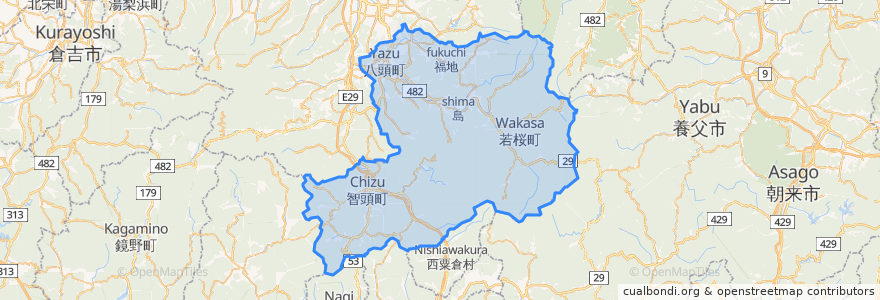 Mapa de ubicacion de 八頭郡.