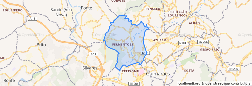 Mapa de ubicacion de Fermentões.