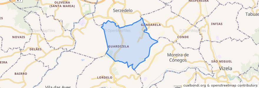 Mapa de ubicacion de Guardizela.