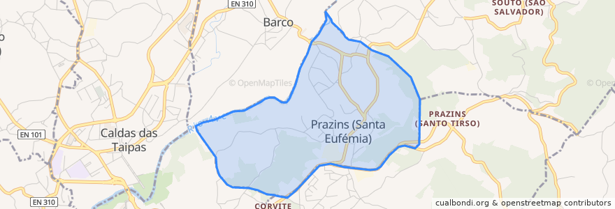 Mapa de ubicacion de Prazins (Santa Eufémia).