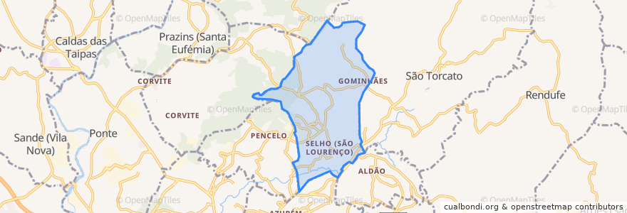 Mapa de ubicacion de Selho São Lourenço e Gominhães.