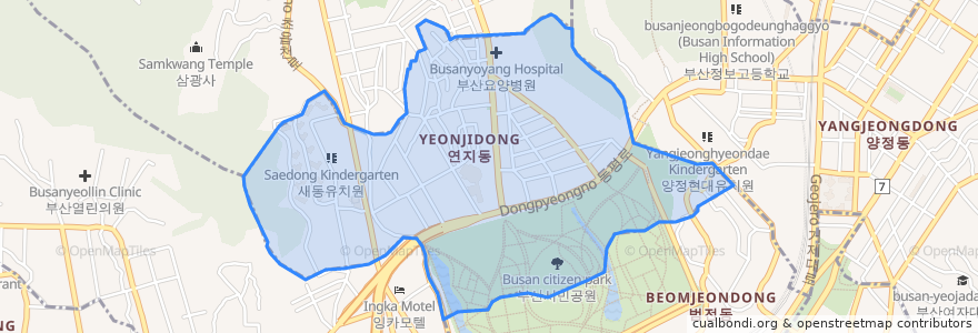 Mapa de ubicacion de 연지동.