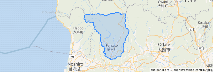 Mapa de ubicacion de 藤里町.