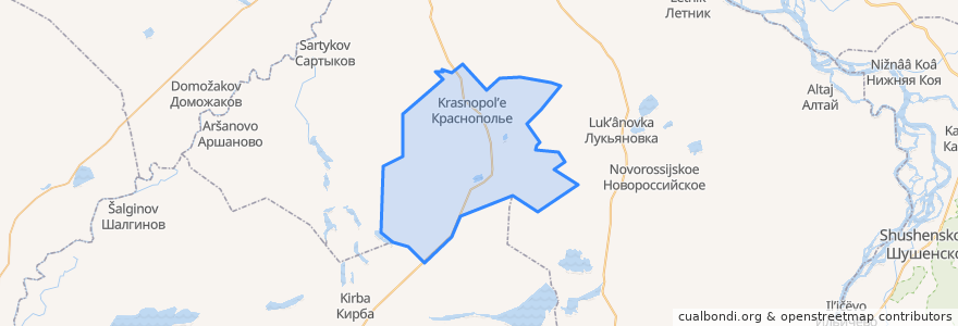 Mapa de ubicacion de Краснопольский сельсовет.