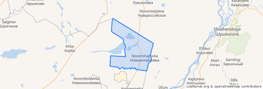 Mapa de ubicacion de Новомихайловский сельсовет.