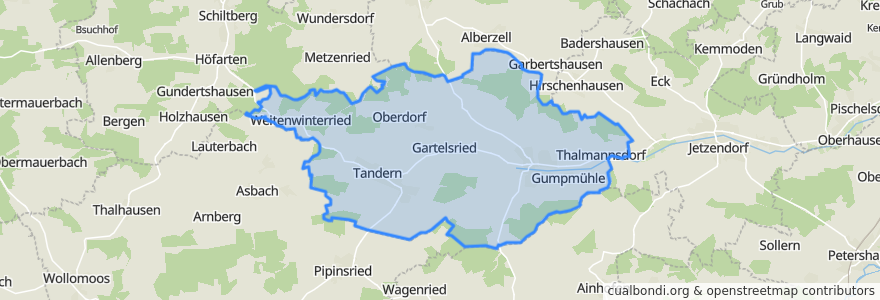 Mapa de ubicacion de Hilgertshausen-Tandern.