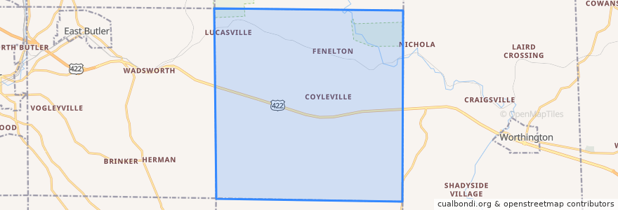 Mapa de ubicacion de Clearfield Township.