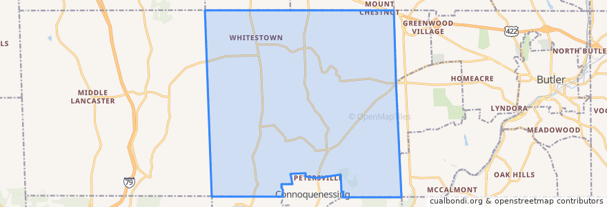 Mapa de ubicacion de Connoquenessing Township.