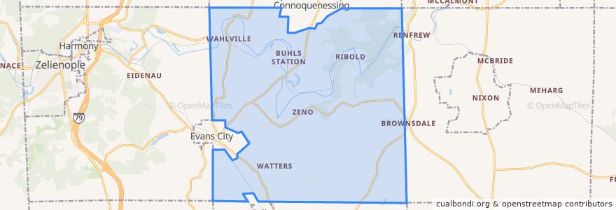 Mapa de ubicacion de Forward Township.