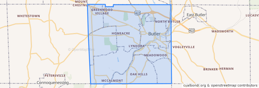 Mapa de ubicacion de Butler Township.