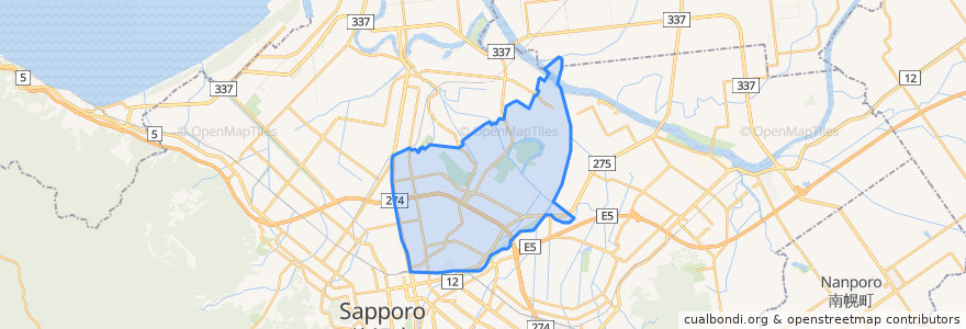 Mapa de ubicacion de 東区.