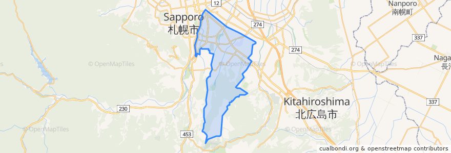 Mapa de ubicacion de 豊平区.