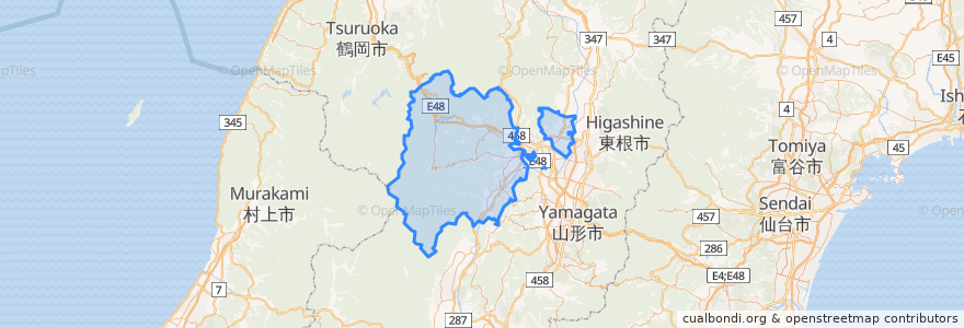 Mapa de ubicacion de 西村山郡.