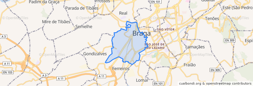 Mapa de ubicacion de Braga (Maximinos, Sé e Cividade).