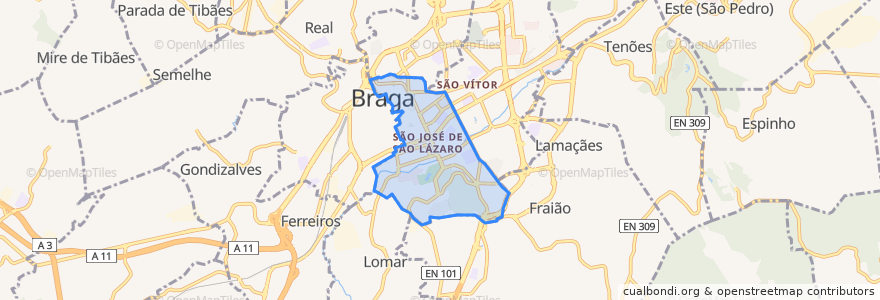 Mapa de ubicacion de Braga (São José de São Lázaro e São João do Souto).