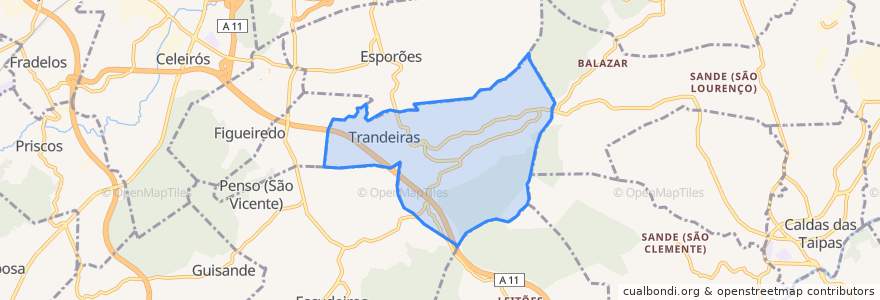 Mapa de ubicacion de Morreira e Trandeiras.