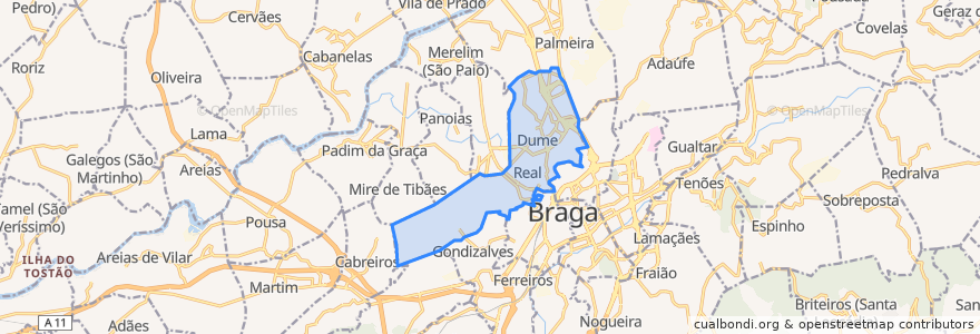 Mapa de ubicacion de Real, Dume e Semelhe.