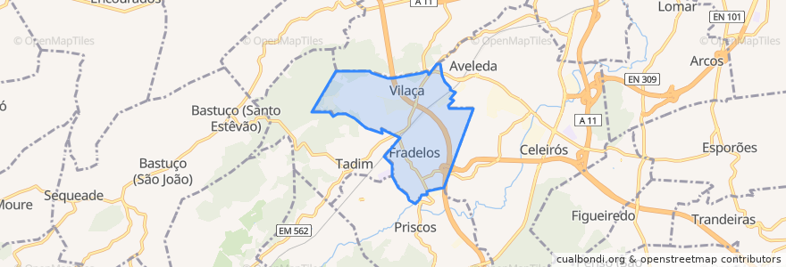 Mapa de ubicacion de Vilaça e Fradelos.