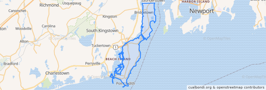 Mapa de ubicacion de Narragansett.
