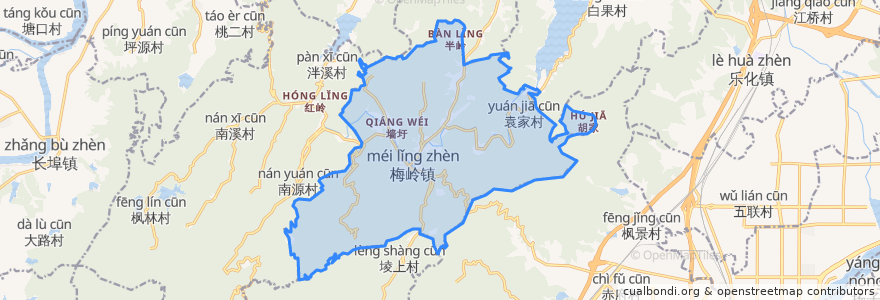 Mapa de ubicacion de 梅岭镇.