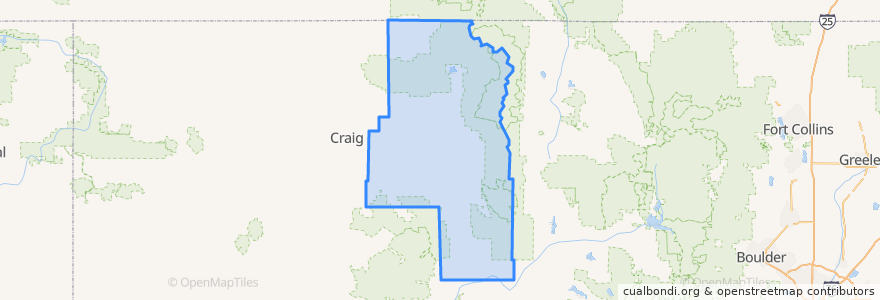 Mapa de ubicacion de Routt County.