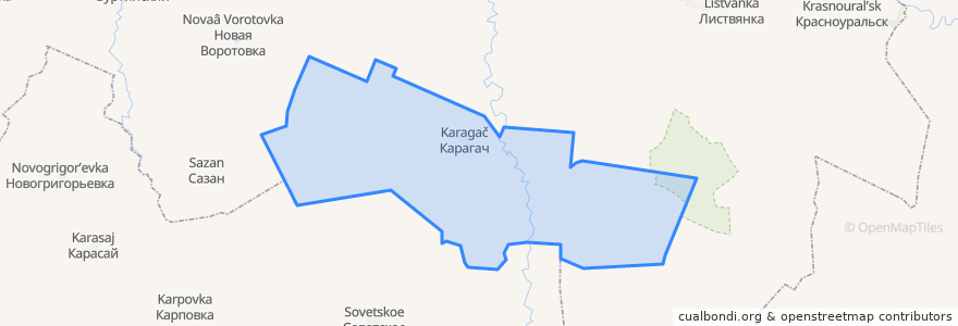 Mapa de ubicacion de Карагачский сельсовет.