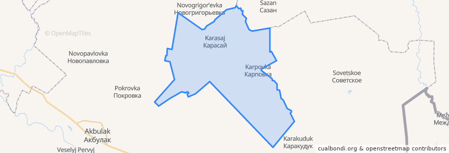 Mapa de ubicacion de Карасаевский сельсовет.