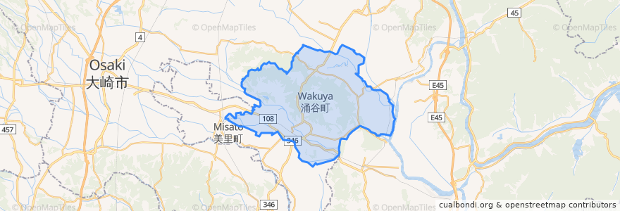 Mapa de ubicacion de 涌谷町.