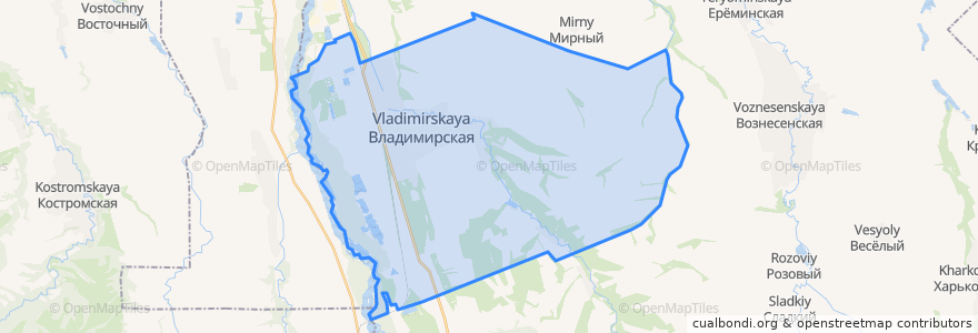 Mapa de ubicacion de Владимирское сельское поселение.