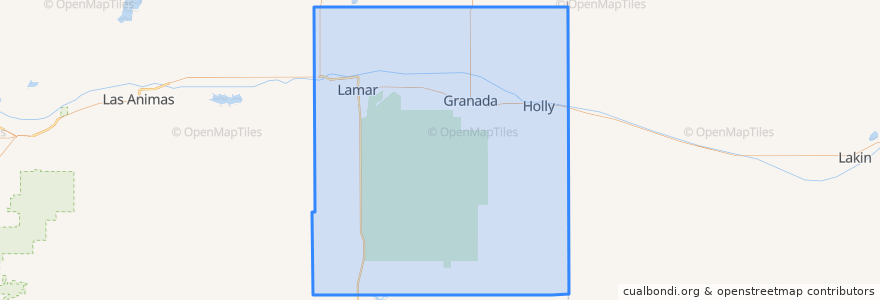 Mapa de ubicacion de Prowers County.