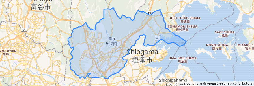 Mapa de ubicacion de 利府町.