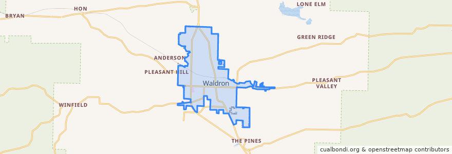 Mapa de ubicacion de Waldron.