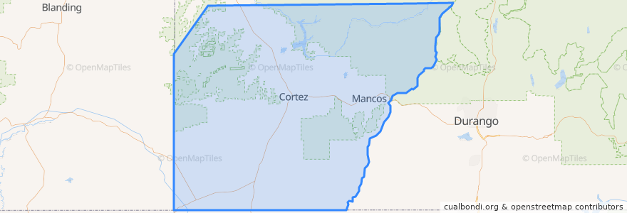 Mapa de ubicacion de Montezuma County.