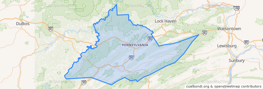 Mapa de ubicacion de Centre County.
