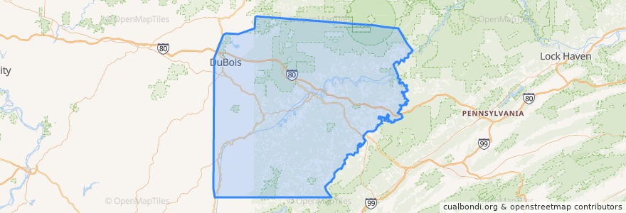 Mapa de ubicacion de Clearfield County.