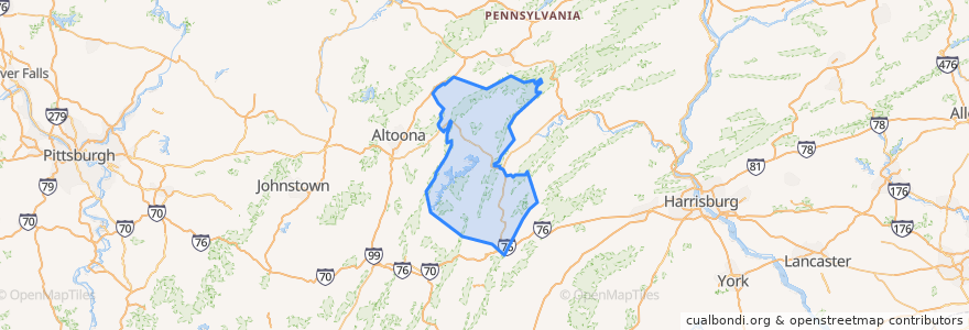 Mapa de ubicacion de Huntingdon County.