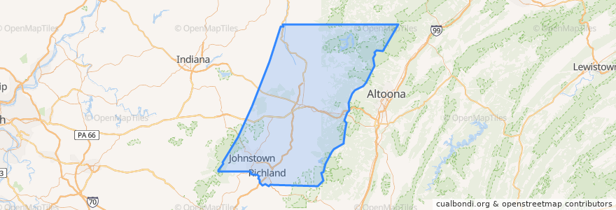 Mapa de ubicacion de Cambria County.