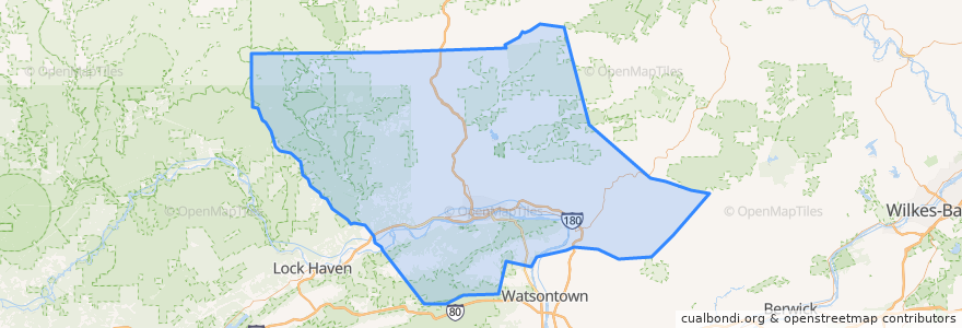 Mapa de ubicacion de Lycoming County.