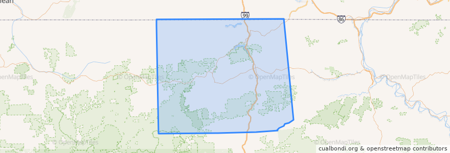 Mapa de ubicacion de Tioga County.