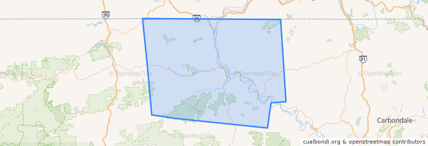 Mapa de ubicacion de Bradford County.