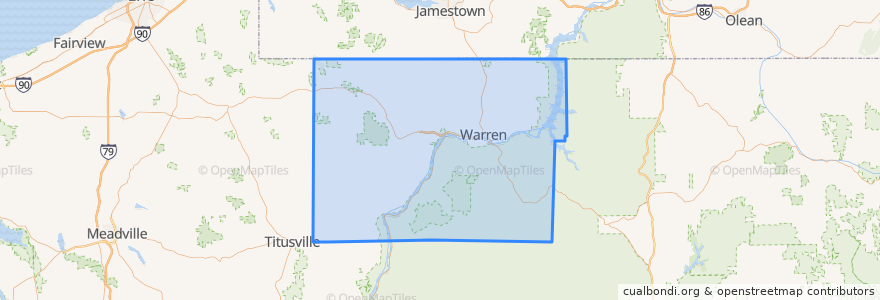 Mapa de ubicacion de Warren County.