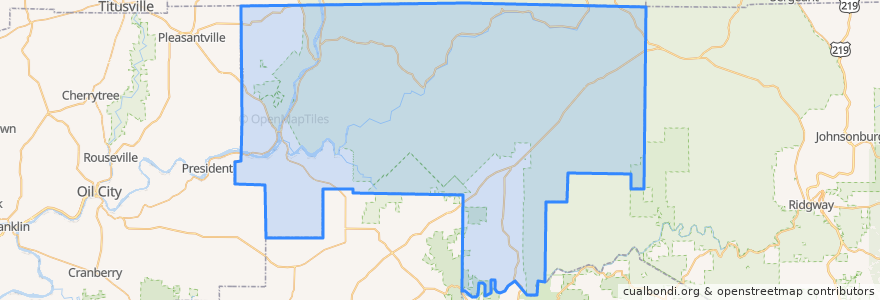 Mapa de ubicacion de Forest County.