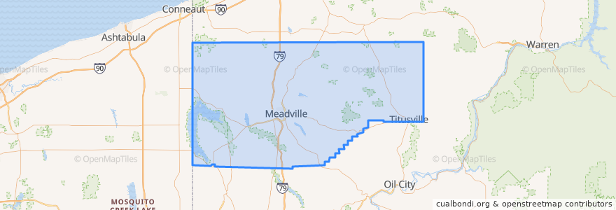 Mapa de ubicacion de Crawford County.