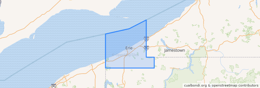 Mapa de ubicacion de Erie County.