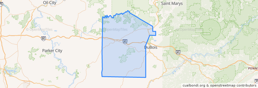 Mapa de ubicacion de Jefferson County.