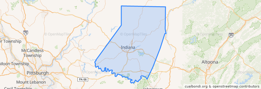 Mapa de ubicacion de Indiana County.